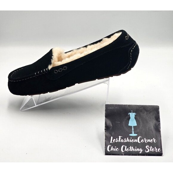 NWT Ugg Women's Black Suede \Ansley Water-Resistant Moccasin Slippers Sz 11 2998 - Picture 14 of 16
